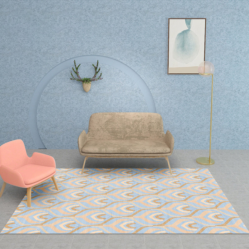 Lisslune | Simple Multicolor Modernist Carpet Polyester Geometric and Checkered Pattern Carpet Washable Pet-Friendly Non-Slip Carpet for the Living Room