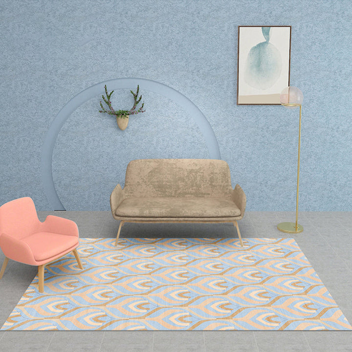 Lisslune | Simple Multicolor Modernist Carpet Polyester Geometric and Checkered Pattern Carpet Washable Pet-Friendly Non-Slip Carpet for the Living Room