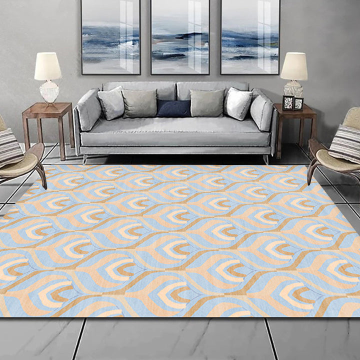 Lisslune | Simple Multicolor Modernist Carpet Polyester Geometric and Checkered Pattern Carpet Washable Pet-Friendly Non-Slip Carpet for the Living Room