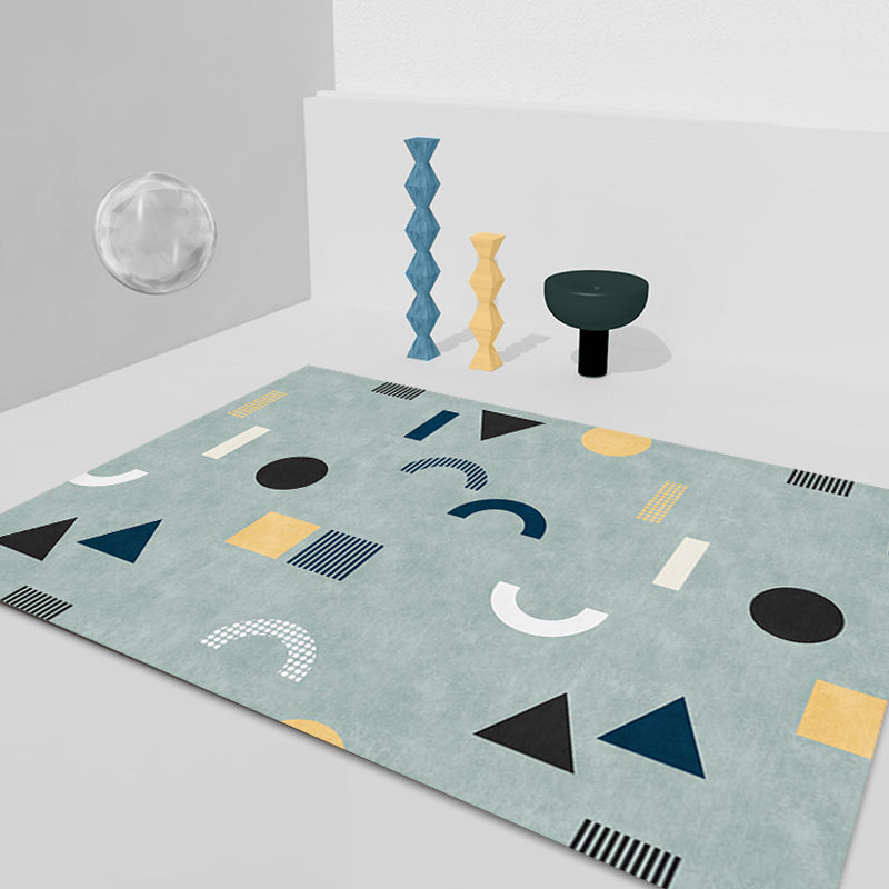 Lisslune | Casual Modernism Area Rug Green Geometric Pattern Area Rug Pet Friendly Non-Slip Washable Area Rug for Decoration