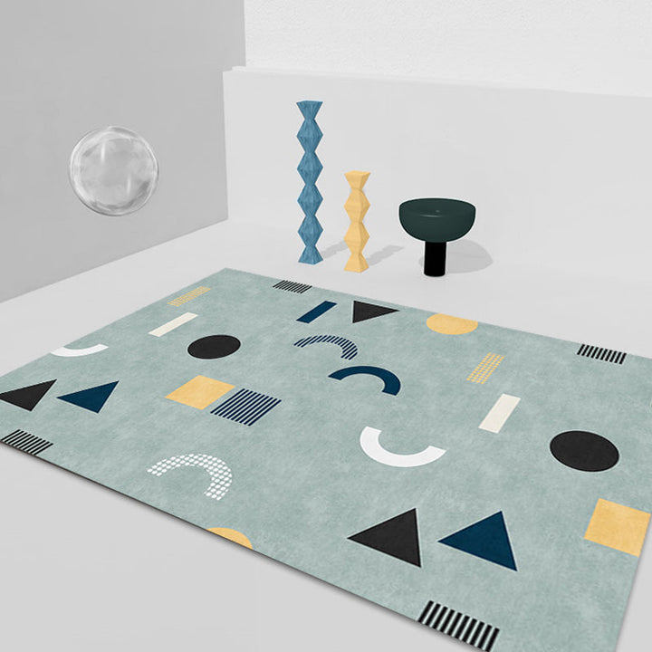 Lisslune | Casual Modernism Area Rug Green Geometric Pattern Area Rug Pet Friendly Non-Slip Washable Area Rug for Decoration