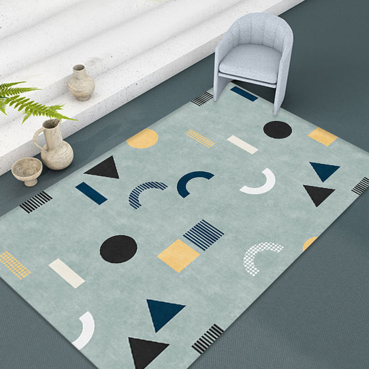 Lisslune | Casual Modernism Area Rug Green Geometric Pattern Area Rug Pet Friendly Non-Slip Washable Area Rug for Decoration