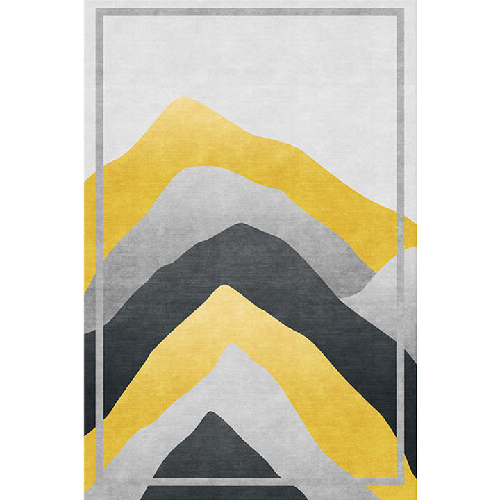 Lisslune | Gray and Yellow Color Block Carpet Polyester Modern Carpet Washable Non-Slip Pet-Friendly Carpet for the Living Room