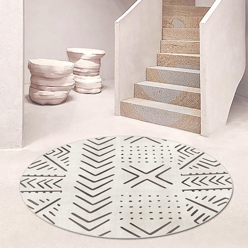 Lisslune | Geometric and striped pattern carpet polyester modern carpet washable non-slip pet-friendly carpet for the living room