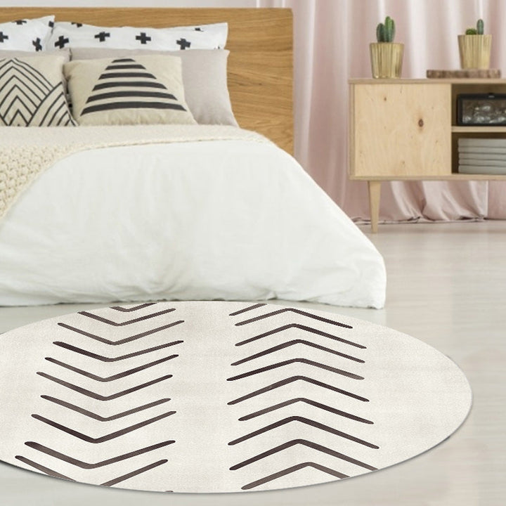 Lisslune | Geometric and striped pattern carpet polyester modern carpet washable non-slip pet-friendly carpet for the living room