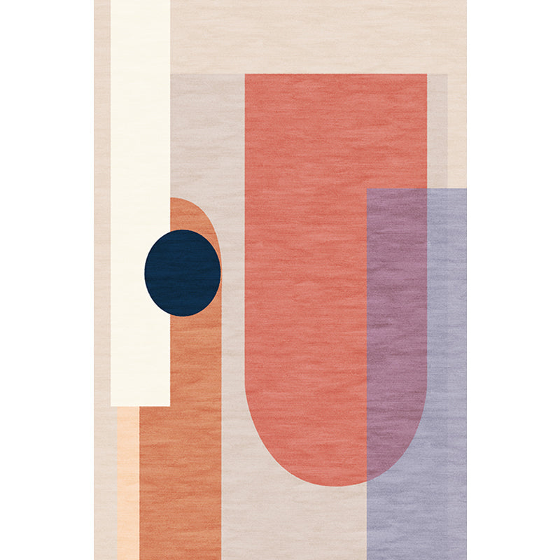 Lisslune | Modernist Color Block Carpet Blue and Orange Polyester Carpet Non-Slip Back Washable Pet Friendly Rug for Home