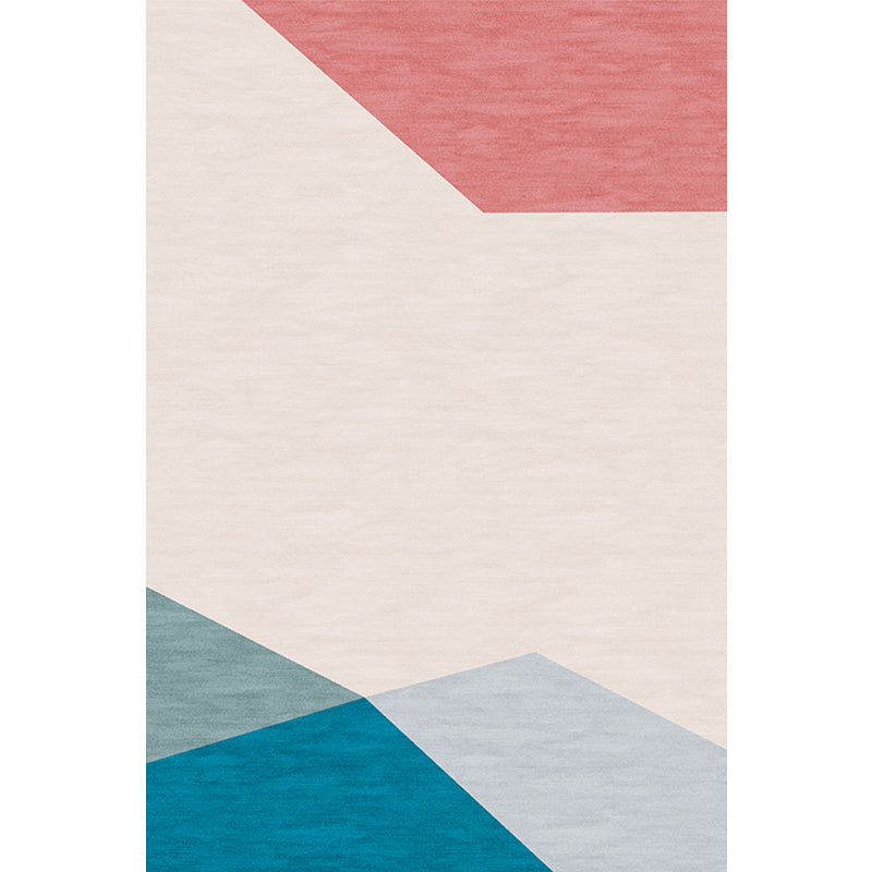 Lisslune | Modernist Color Block Carpet Blue and Orange Polyester Carpet Non-Slip Back Washable Pet Friendly Rug for Home