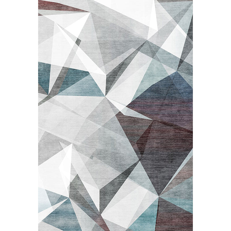 Lisslune | Gray geometric pattern rug polyester modern rug washable non-slip pet-friendly rug for the living room