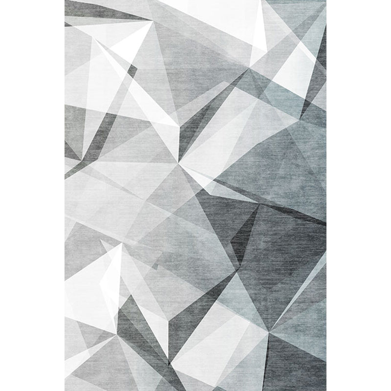 Lisslune | Gray geometric pattern rug polyester modern rug washable non-slip pet-friendly rug for the living room