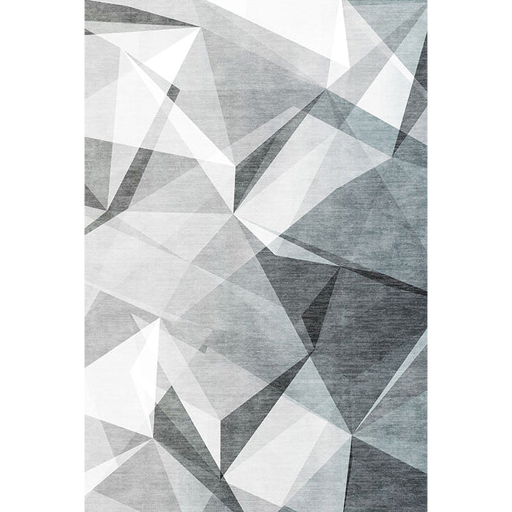 Lisslune | Gray geometric pattern rug polyester modern rug washable non-slip pet-friendly rug for the living room