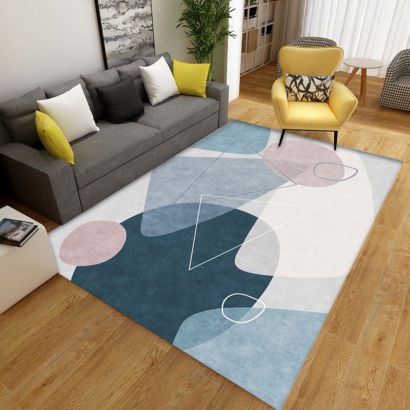 Lisslune | Green and Gray Color Block Carpet Polyester Modern Carpet Washable Non-Slip Pet-Friendly Area Rug for the Living Room