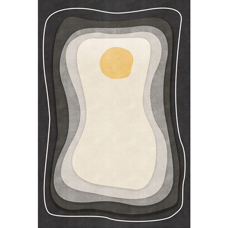 Lisslune | Modernist Color Block Carpet Black and White Polyester Rug Non-Slip Back Washable Pet Friendly Area Rug for Home