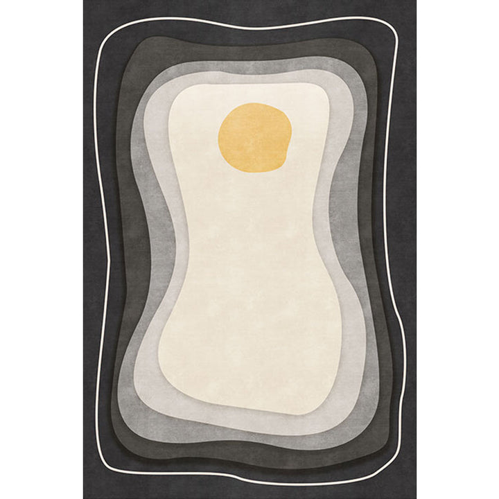 Lisslune | Modernist Color Block Carpet Black and White Polyester Rug Non-Slip Back Washable Pet Friendly Area Rug for Home