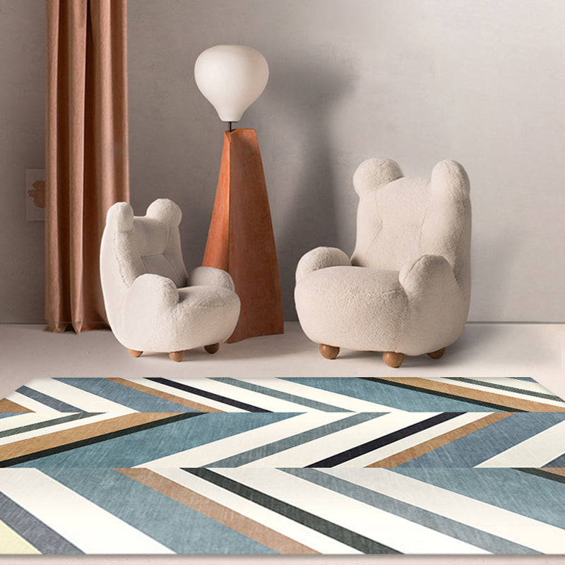 Lisslune | Casual Modernism Rug Green and Brown Striped Pattern Rug Pet Friendly Non-Slip Washable Rug for Decoration