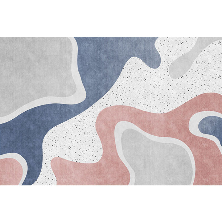 Lisslune | Pink and Blue Color Block Rug Polyester Modern Rug Washable Non-Slip Pet-Friendly Area Rug for the Living Room