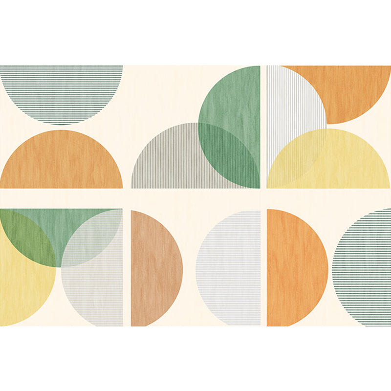 Lisslune | Modernist Geometric Pattern Rug with Strips Multicolor Polyester Rug Non-Slip Back Washable Pet Friendly Carpet for Home