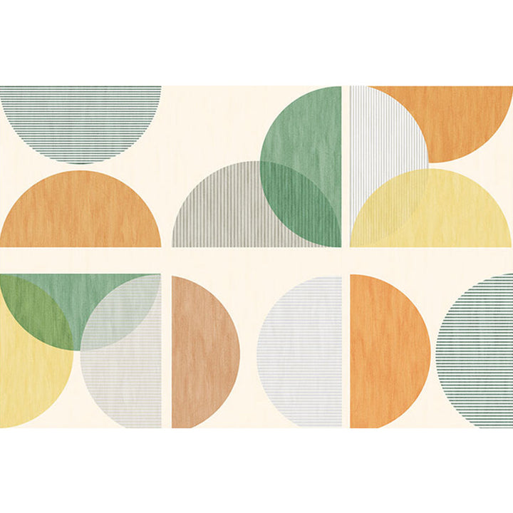 Lisslune | Modernist Geometric Pattern Rug with Strips Multicolor Polyester Rug Non-Slip Back Washable Pet Friendly Carpet for Home