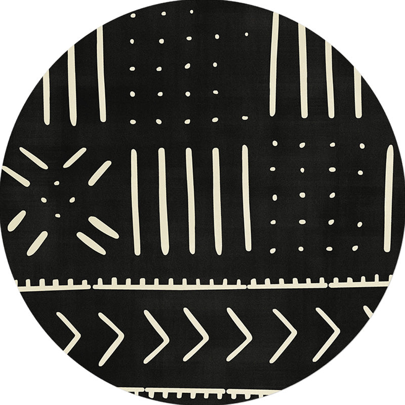 Lisslune | Modernist geometric pattern rug with stripes black and yellow polyester rug non-slip backing washable pet-friendly rug for the bedroom