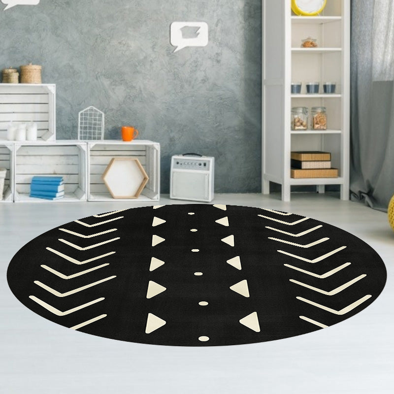 Lisslune | Modernist geometric pattern rug with stripes black and yellow polyester rug non-slip backing washable pet-friendly rug for the bedroom