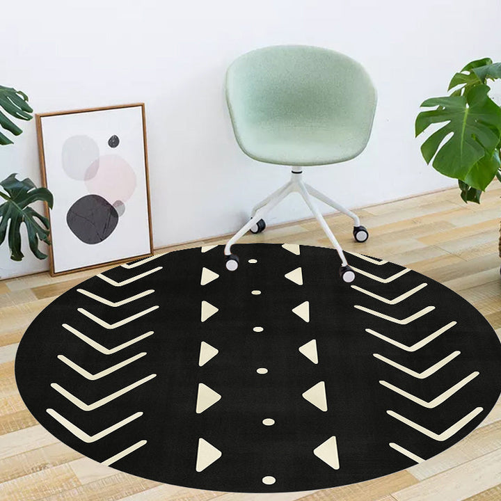 Lisslune | Modernist geometric pattern rug with stripes black and yellow polyester rug non-slip backing washable pet-friendly rug for the bedroom