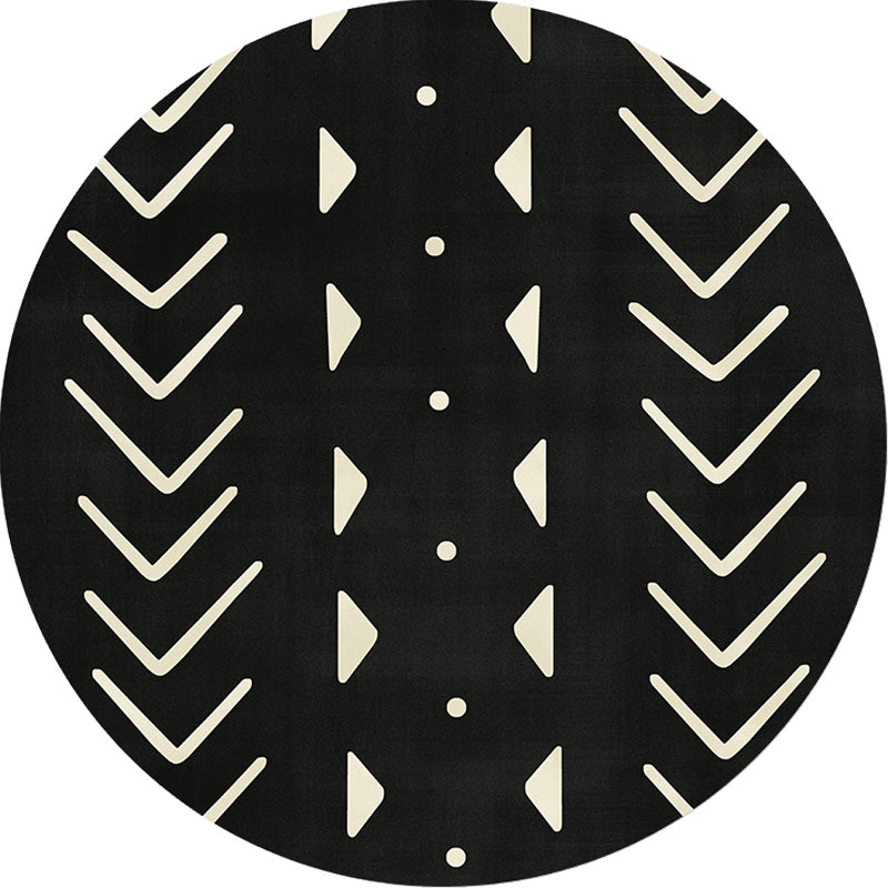 Lisslune | Modernist geometric pattern rug with stripes black and yellow polyester rug non-slip backing washable pet-friendly rug for the bedroom