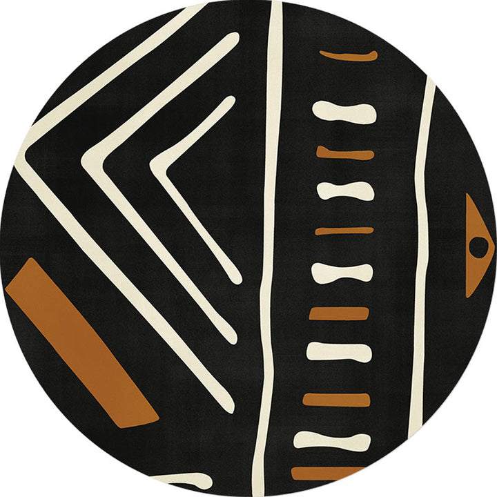 Lisslune | Modernist geometric pattern rug with stripes black and yellow polyester rug non-slip backing washable pet-friendly rug for the bedroom