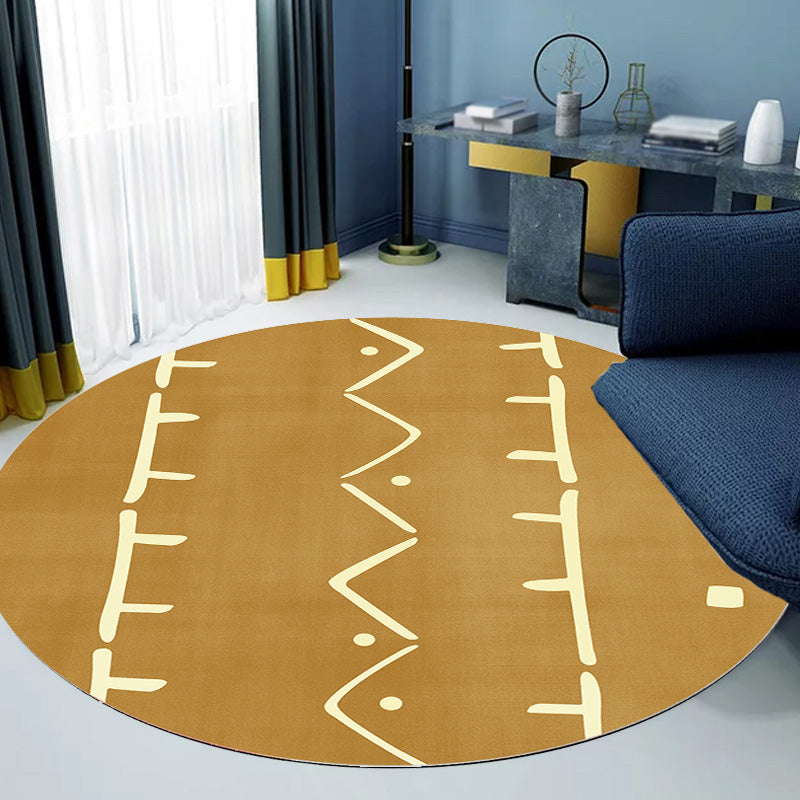 Lisslune | Modernist geometric pattern rug with stripes black and yellow polyester rug non-slip backing washable pet-friendly rug for the bedroom