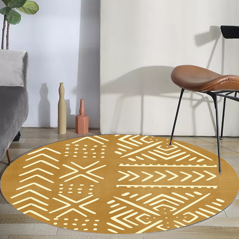 Lisslune | Modernist geometric pattern rug with stripes black and yellow polyester rug non-slip backing washable pet-friendly rug for the bedroom