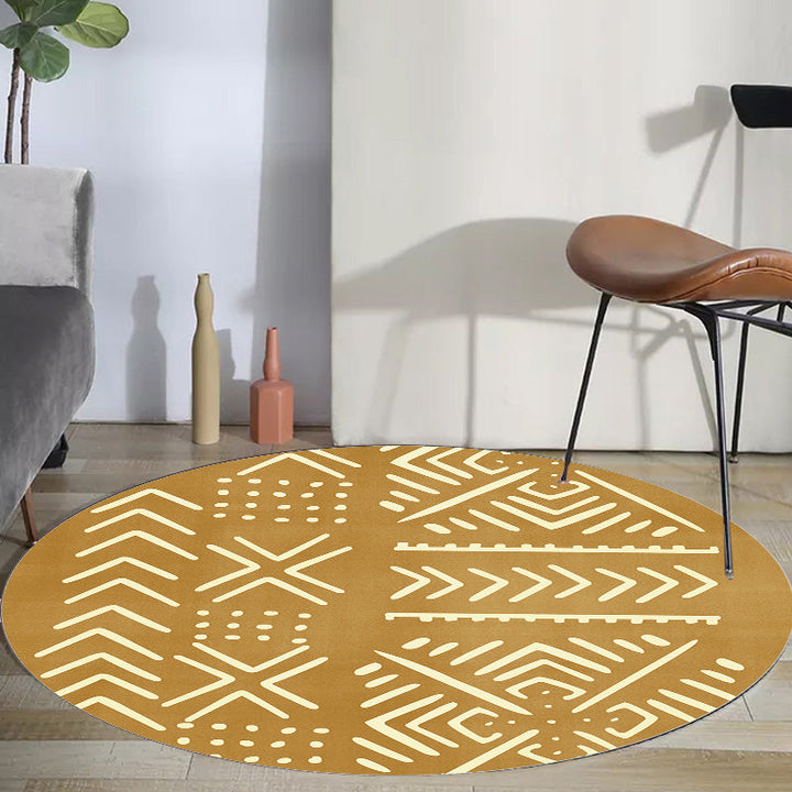 Lisslune | Modernist geometric pattern rug with stripes black and yellow polyester rug non-slip backing washable pet-friendly rug for the bedroom