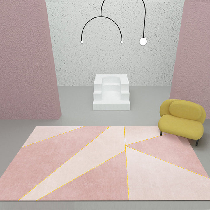 Lisslune | Stylish Modernism Carpet Pink and White Geometric Pattern Carpet Pet Friendly Non-Slip Washable Area Rug for Decoration