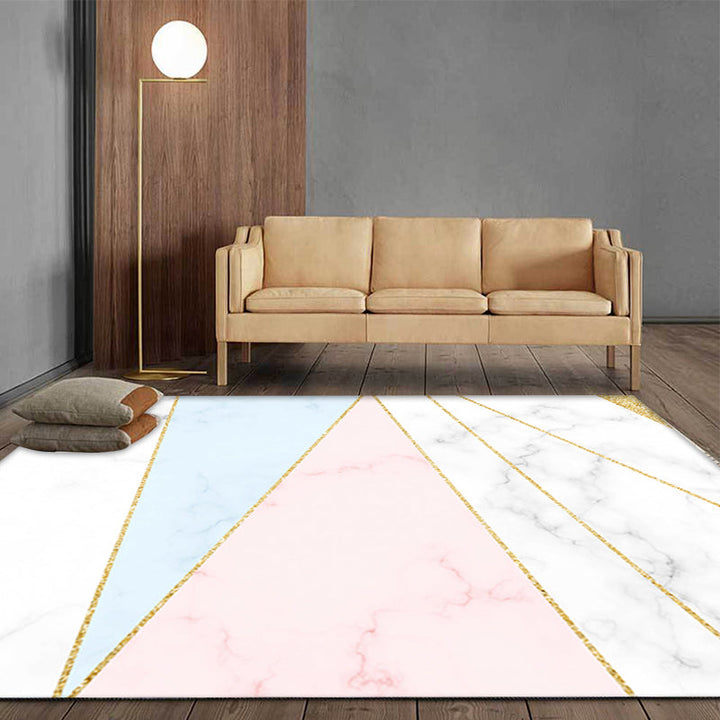 Lisslune | Stylish Modernism Carpet Pink and White Geometric Pattern Carpet Pet Friendly Non-Slip Washable Area Rug for Decoration