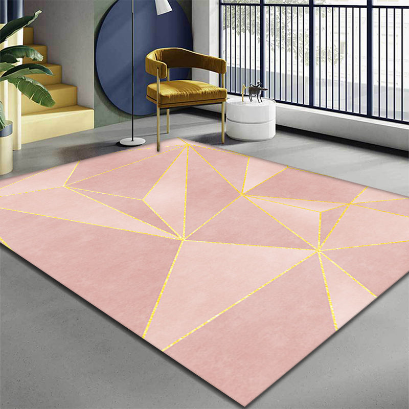 Lisslune | Stylish Modernism Carpet Pink and White Geometric Pattern Carpet Pet Friendly Non-Slip Washable Area Rug for Decoration