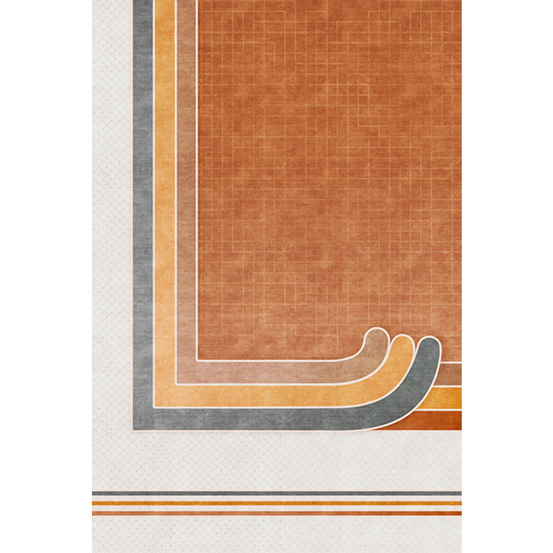 Lisslune | Novelty Geometric Pattern Rug with Checkered Pattern Orange Polyester Rug Non-Slip Back Washable Pet-Friendly Rug for Home
