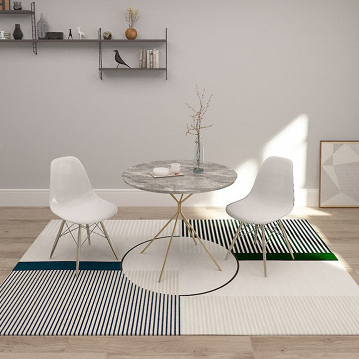 Lisslune | Funky Modernism Rug Green and Gray Geometric and Checkered Pattern Rug Pet Friendly Non-Slip Washable Area Rug for Decoration