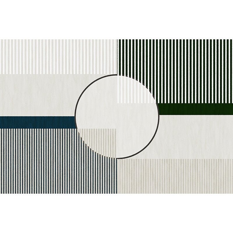 Lisslune | Funky Modernism Rug Green and Gray Geometric and Checkered Pattern Rug Pet Friendly Non-Slip Washable Area Rug for Decoration