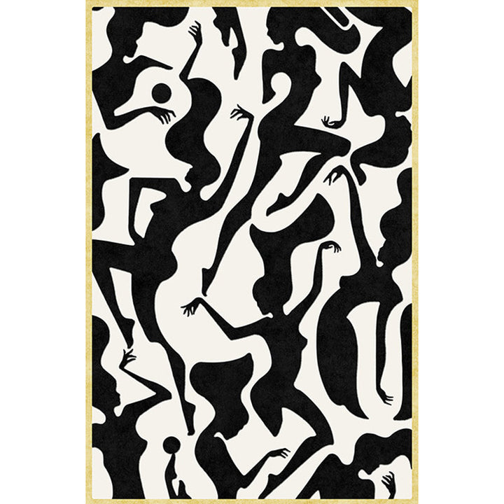Lisslune | Stylish Nordic Rug Black and White Abstract Rug Pet-Friendly Non-Slip Washable Rug for Decoration