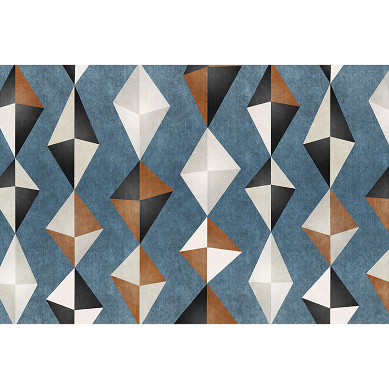 Lisslune | Novelty Geometric Pattern Carpet Blue Polyester Carpet Anti-Slip Back Washable Pet Friendly Area Rug for Home
