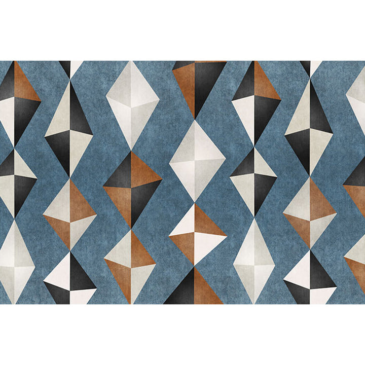 Lisslune | Novelty Geometric Pattern Carpet Blue Polyester Carpet Anti-Slip Back Washable Pet Friendly Area Rug for Home