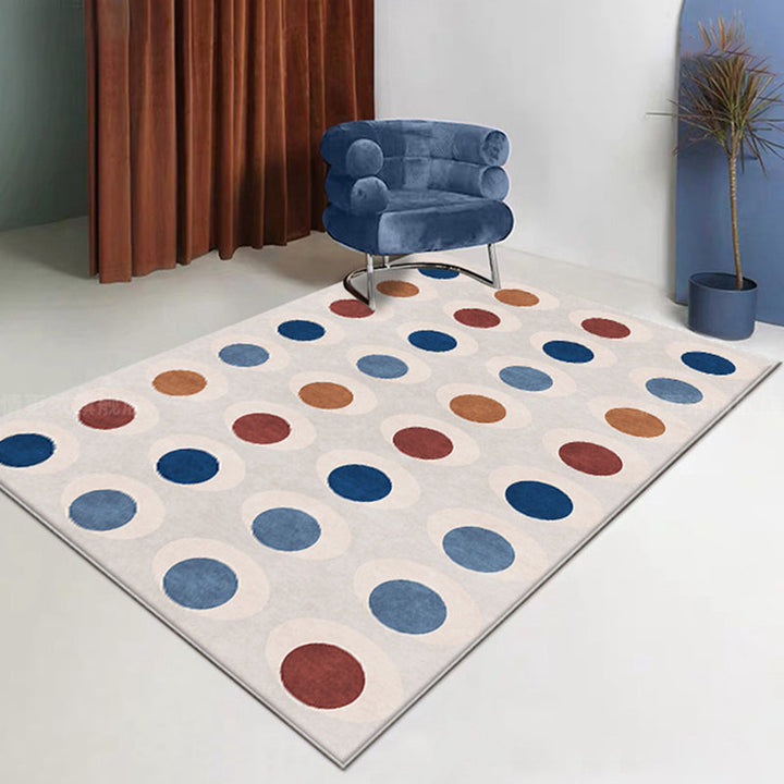 Lisslune | Novelty Circles Pattern Rug Multicolor Polyester Rug Non-Slip Back Washable Pet-Friendly Rug for Home