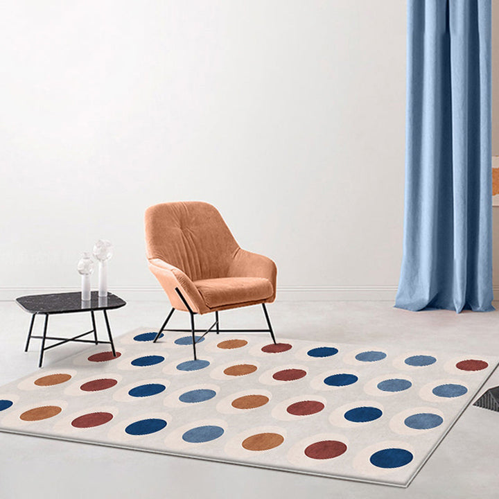 Lisslune | Novelty Circles Pattern Rug Multicolor Polyester Rug Non-Slip Back Washable Pet-Friendly Rug for Home