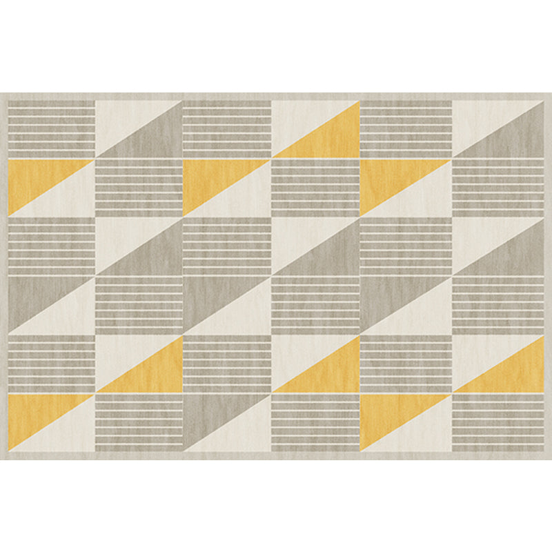 Lisslune | Simple Modernism Rug Yellow Geometric and Striped Pattern Pet-Friendly Non-Slip Washable Rug for Decoration