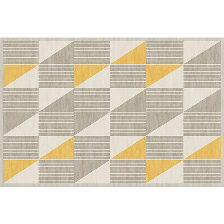 Lisslune | Simple Modernism Rug Yellow Geometric and Striped Pattern Pet-Friendly Non-Slip Washable Rug for Decoration