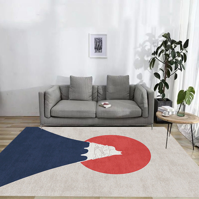 Lisslune | Navy Blue Multi-Pattern Rug Polyester Oriental Rug Washable Non-Slip Pet-Friendly Area Rug for the Living Room