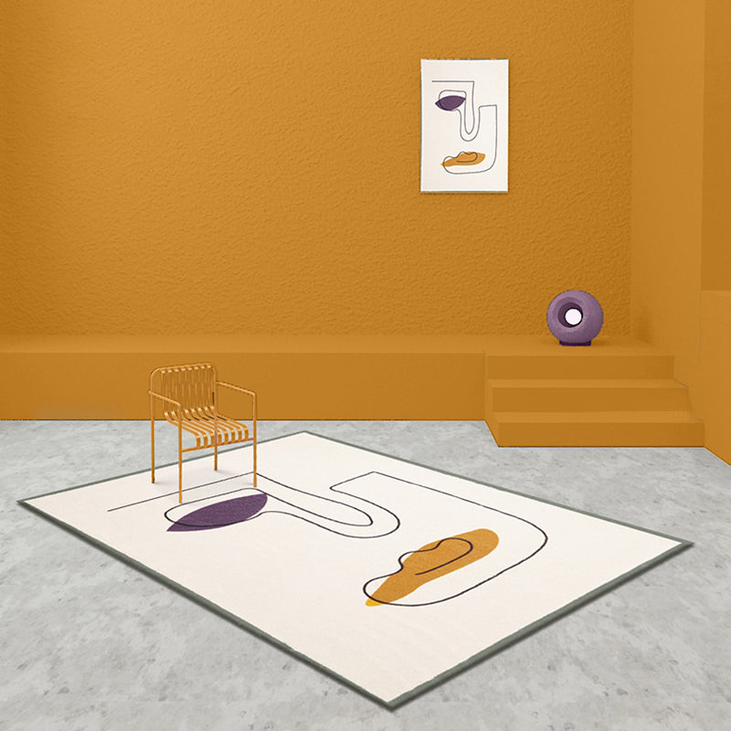 Lisslune | Novelty Abstract Rug Beige Polyester Rug Non-Slip Underlay Washable Pet-Friendly Carpet for Home