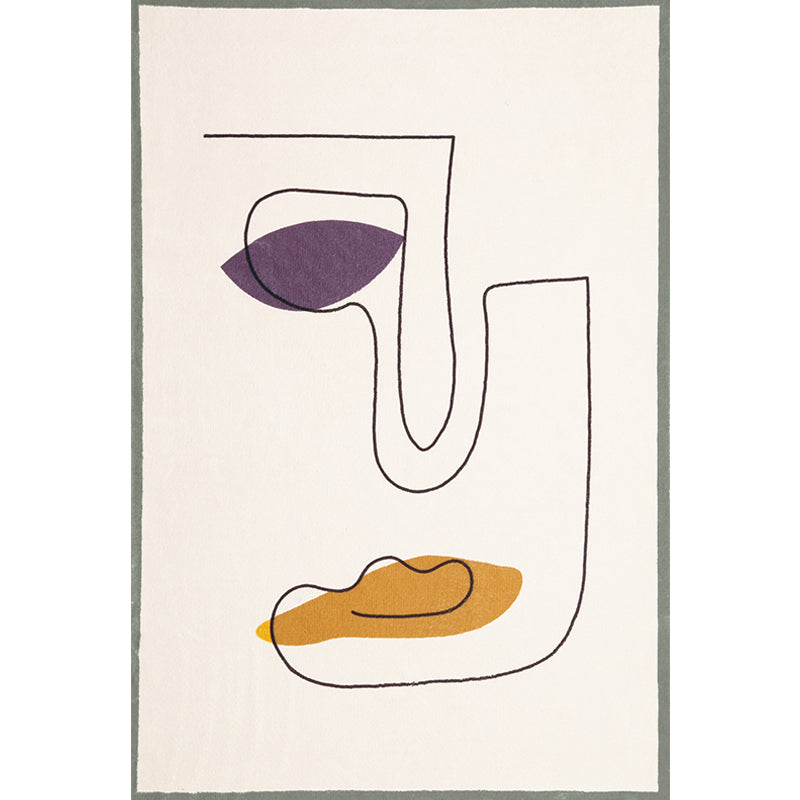 Lisslune | Novelty Abstract Rug Beige Polyester Rug Non-Slip Underlay Washable Pet-Friendly Carpet for Home