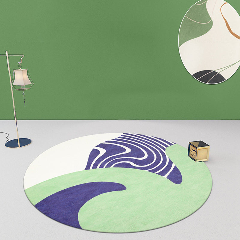 Lisslune | Stylish Green Modernist Carpet Polyester Color Block Carpet Washable Pet-Friendly Non-Slip Carpet for Living Room