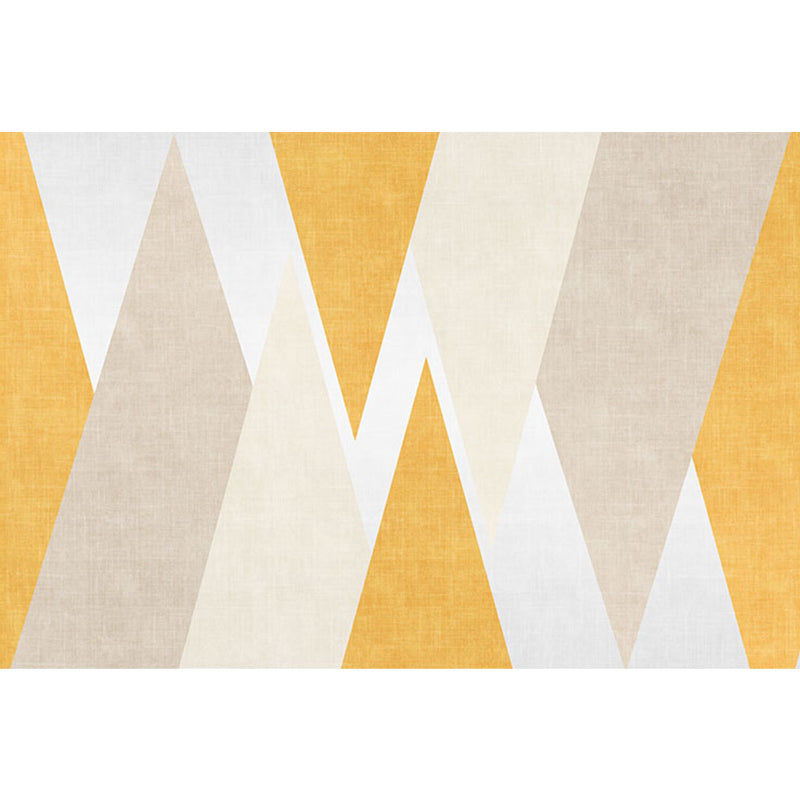 Lisslune | Yellow geometric patterned carpet polyester modern carpet washable non-slip pet-friendly carpet for the living room