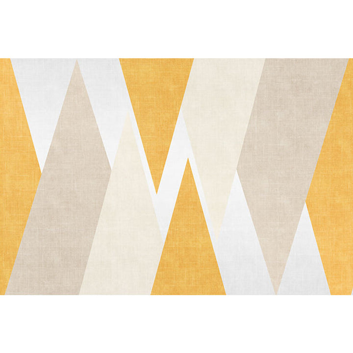 Lisslune | Yellow geometric patterned carpet polyester modern carpet washable non-slip pet-friendly carpet for the living room