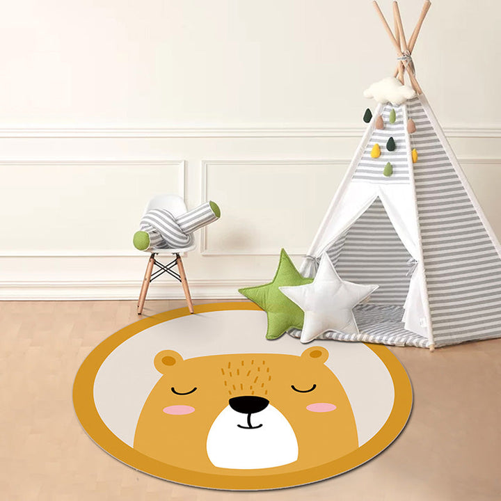 Lisslune | Multicolor Animal Pattern Rug Polyester Kids Rug Washable Non-Slip Pet-Friendly Rug for Children's Room