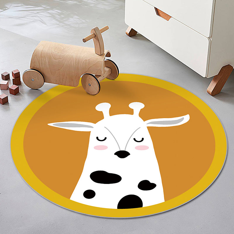 Lisslune | Multicolor Animal Pattern Rug Polyester Kids Rug Washable Non-Slip Pet-Friendly Rug for Children's Room